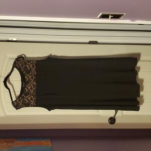 Black dress with black lace overlay nude Connected Dress 22W